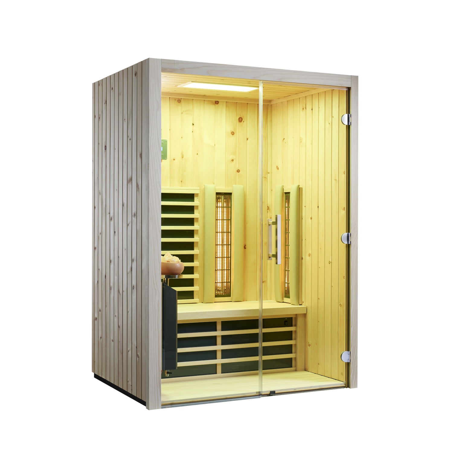 Infrarotkabine TrioSol Glas 145 Zirbe VG - 145x112 cm, Infraworld