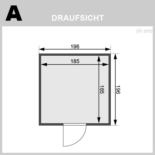 Karibu Sauna Mojave - 196x196 cm, 38 mm "Comfort", Glastür graphit | ohne Ofen