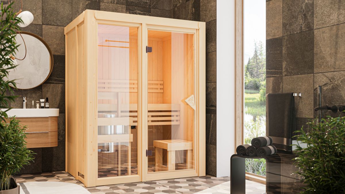 Karibu Sauna Avari 1 - 155x122 cm, 68 mm Systemsauna "Superior"