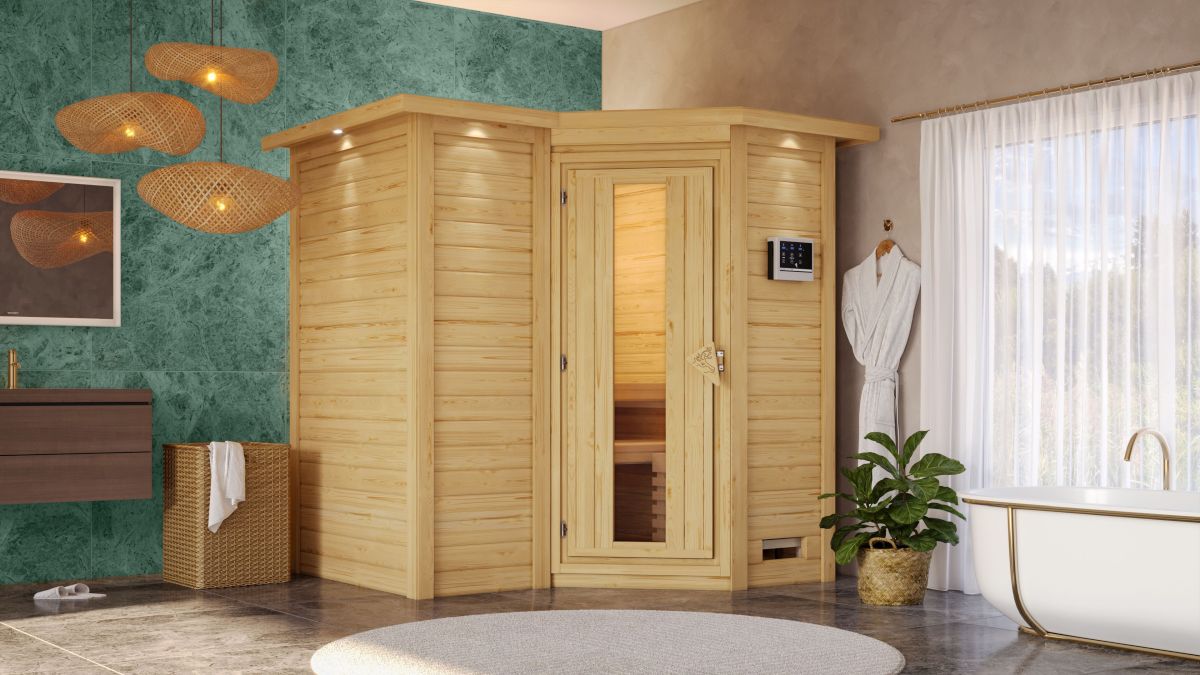 Karibu Sauna Sahib 1 - 193x184 cm, 38 mm Massivholzsauna