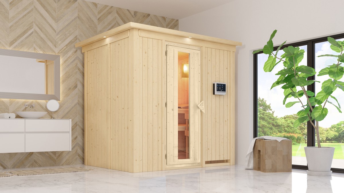 Energiespar-Sauna Benin GREEN POWER - 196x151 cm, 68 mm Karibu Systemsauna