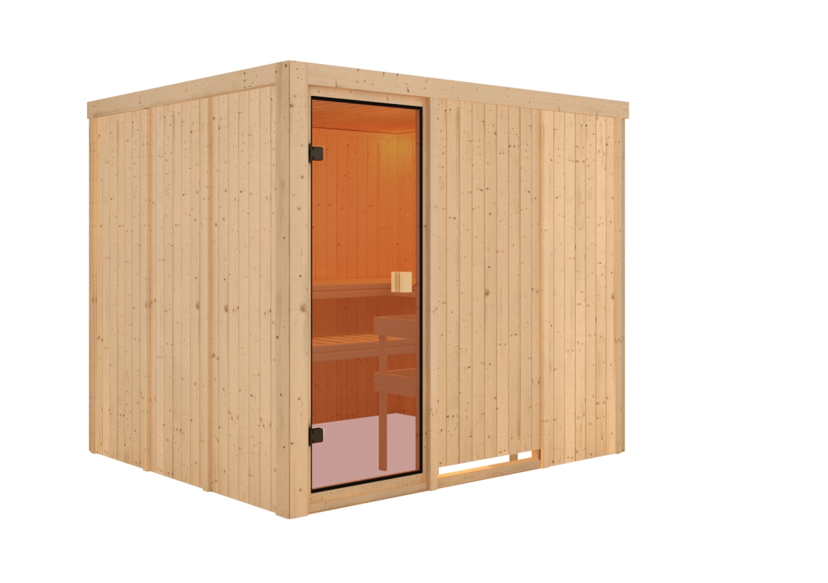 Karibu Sauna Nybro - 231 x 196 cm, 68 mm Systemsauna | ohne Ofen