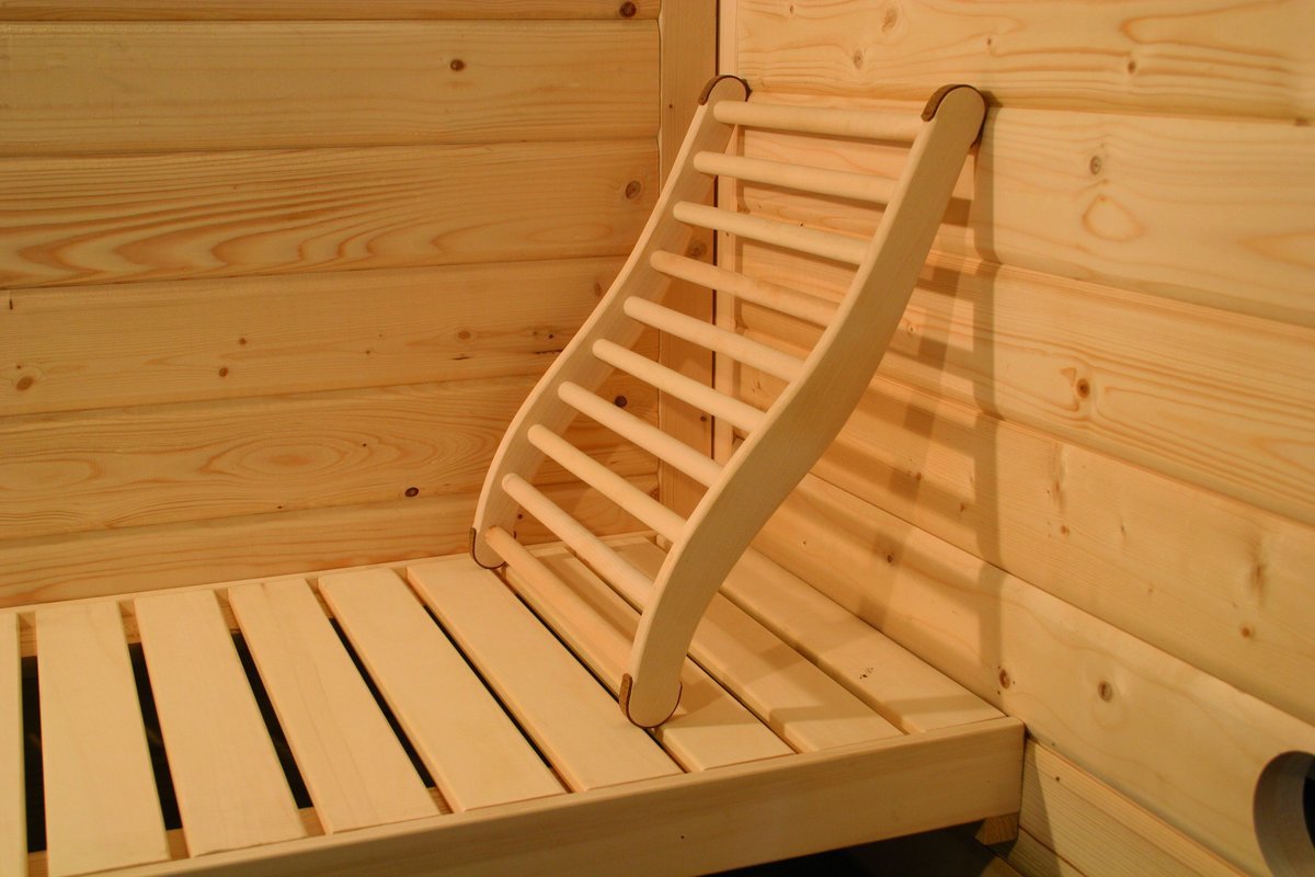 Sauna-Rückenlehne ergonomisch aus Pappelholz, Karibu