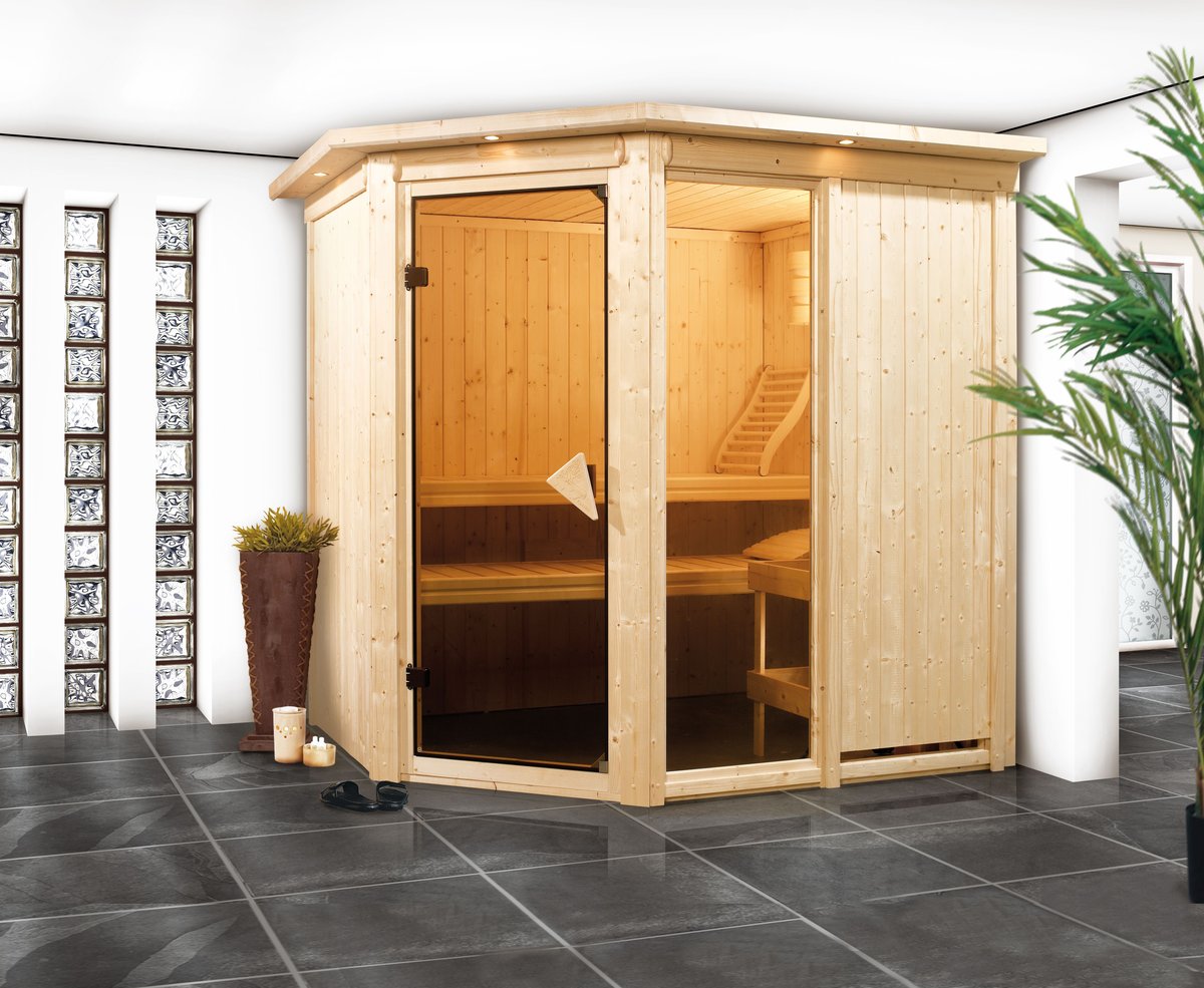 Karibu Sauna Fiona 1 - 196x151 cm, 68 mm Systemsauna "Exklusiv"