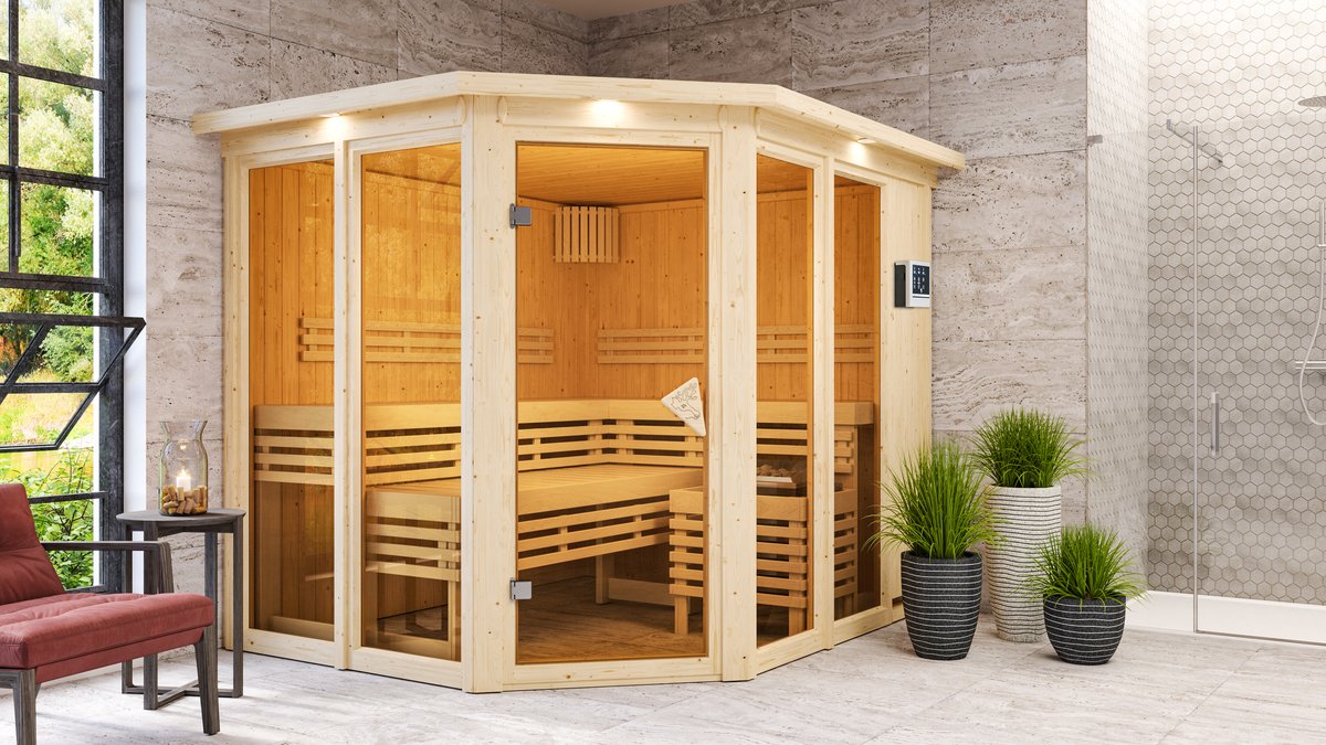 Karibu Sauna Ainur - 231x196 cm, 68 mm Systemsauna Systemsauna