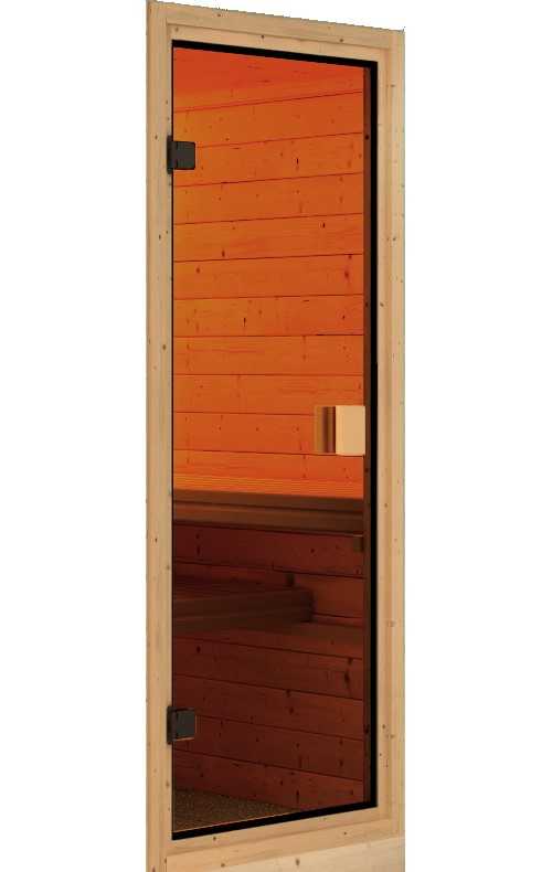 Karibu Saunahaus Skrollan 2 - 336x231 cm, 38 mm naturbelassen | Tür modern | ohne Ofen