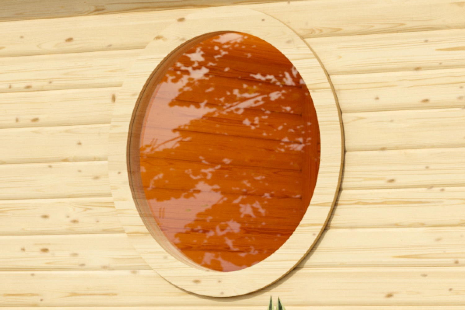Saunafenster rund Klarglas Ø 84 cm für 38 mm Saunen