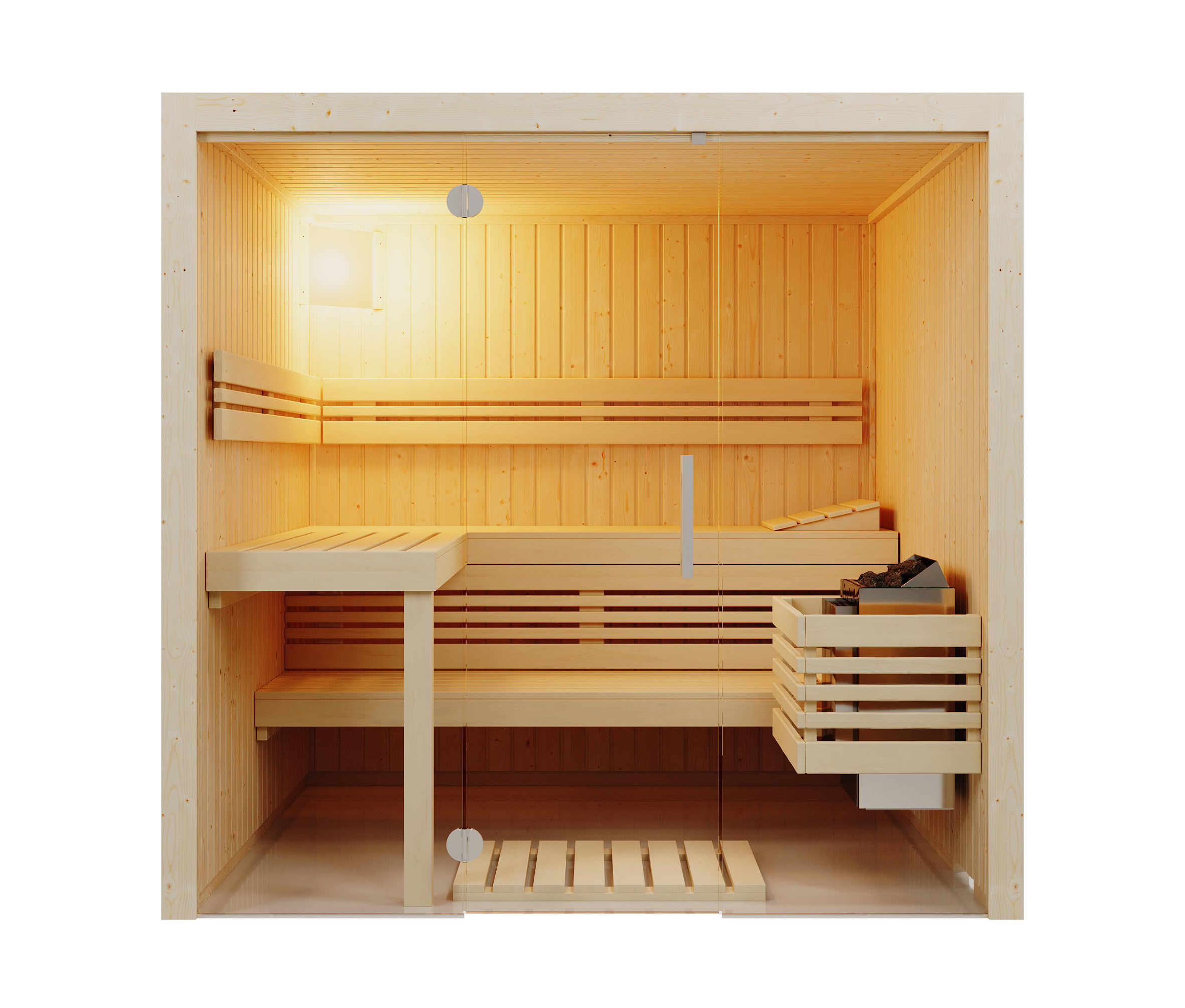 Infraworld Sauna Panorama 208 Fichte - 210x208 cm, 75 mm Elementsauna