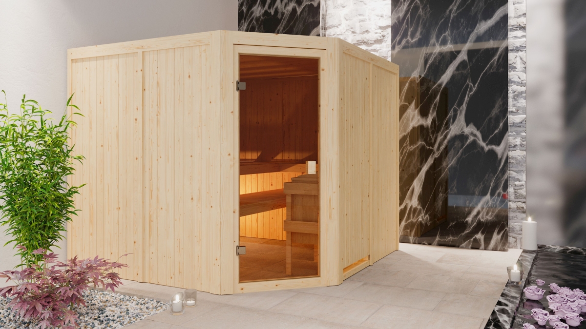 Karibu Sauna Ystad - 231x231 cm, 68 mm Systemsauna "ECO"