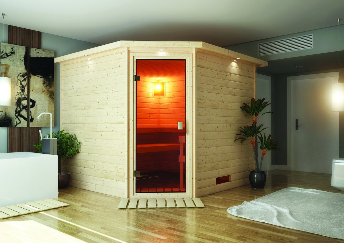 Karibu Sauna Leona - 231x231 cm, 38 mm Massivholzsauna