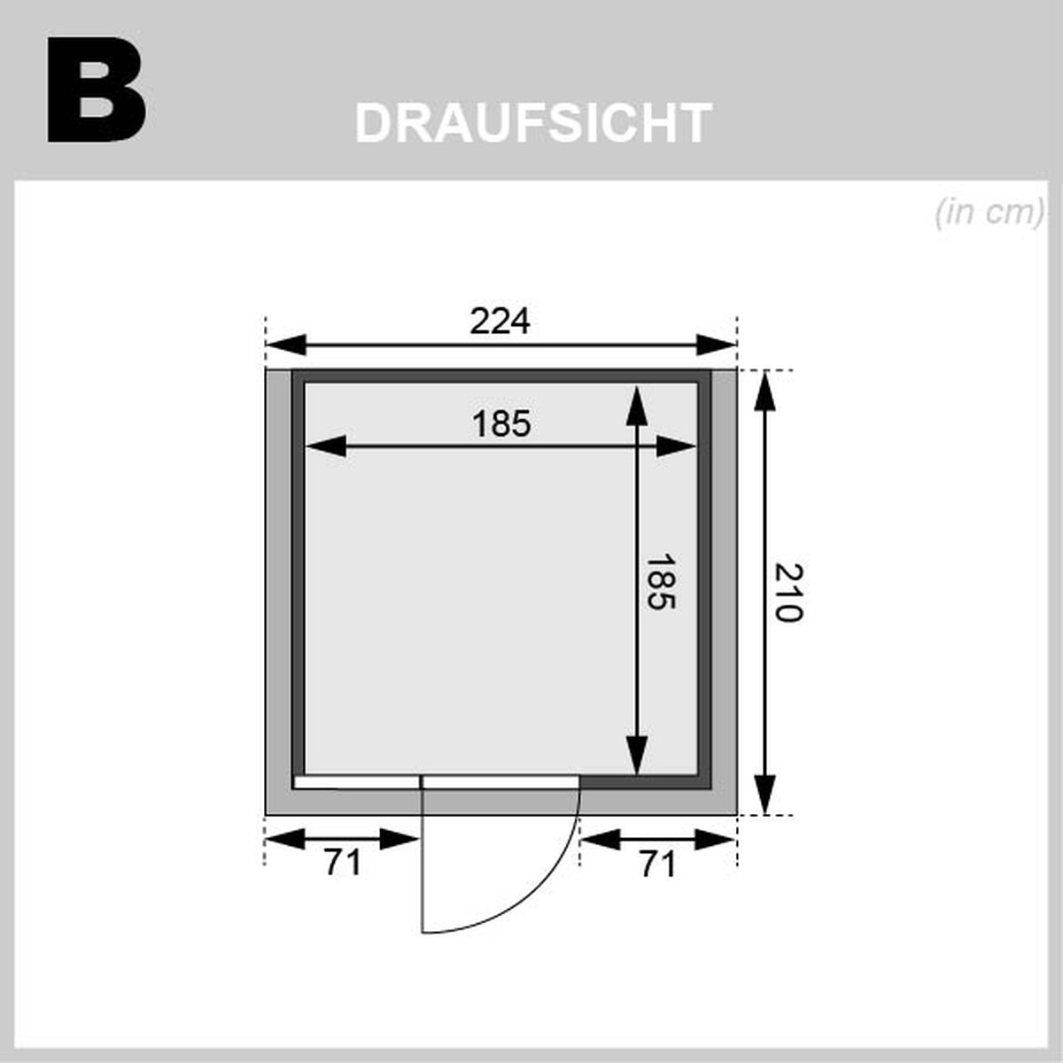 Karibu Sauna Jutta - 196 x 196 cm, 38 mm Massivholz mit Kranz | Bio-Ofen 9 kW mit ext. Steuerung