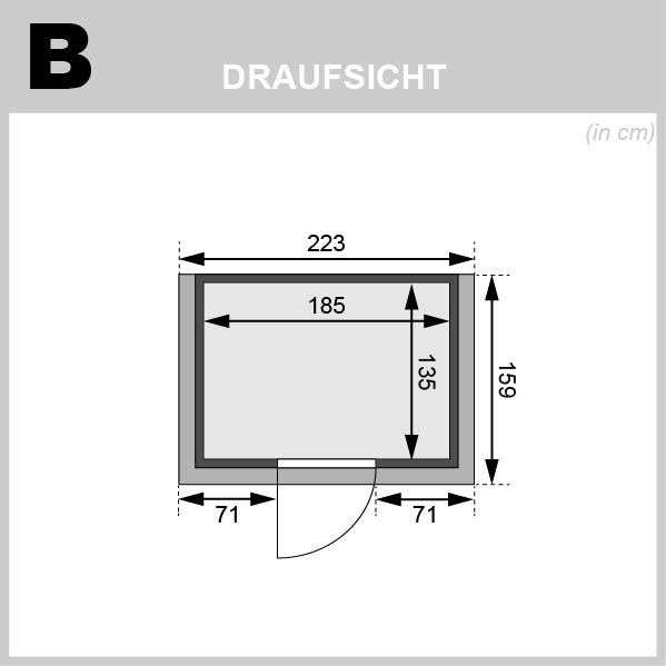 Karibu Sauna Selena - 195 x 145 cm, 38 mm Massivholz mit Kranz | Bio PnP-Ofen
