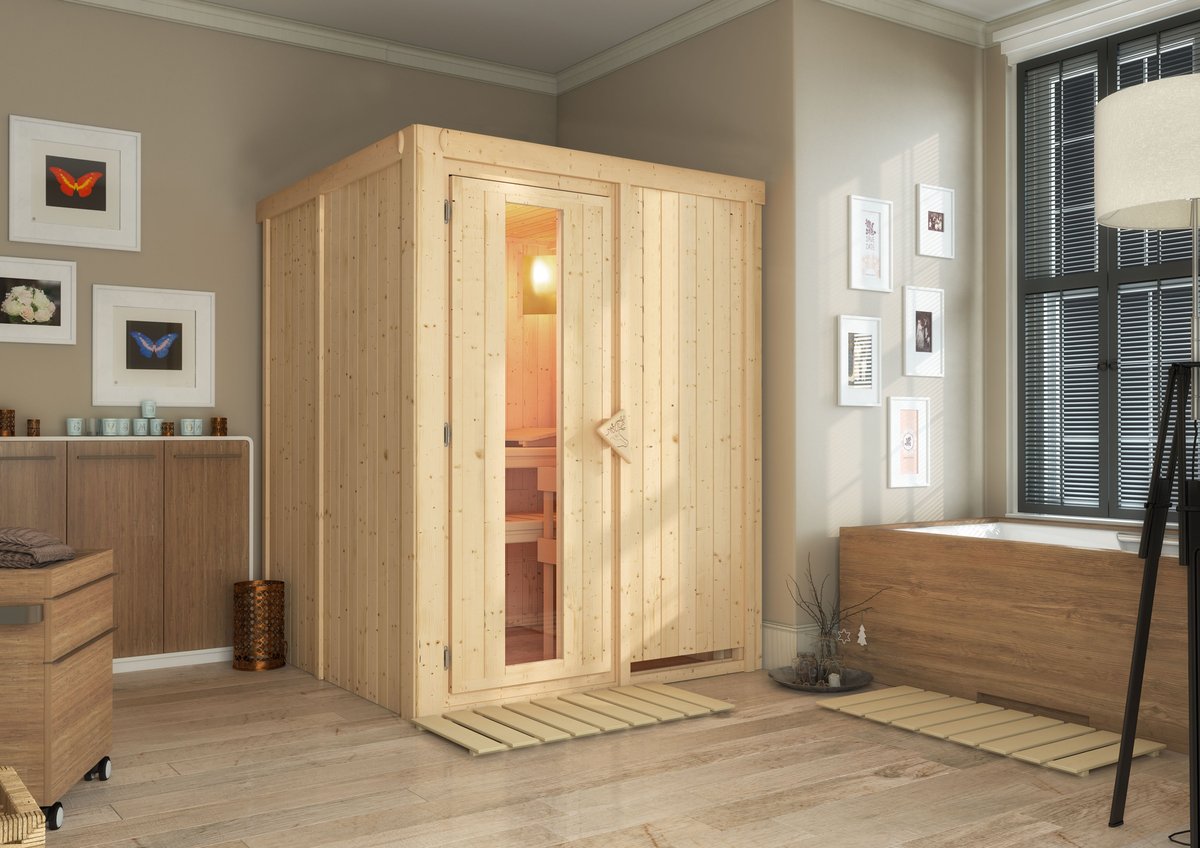 Karibu Plug & Play Sauna Minja - 151x151 cm, 68 mm Systemsauna