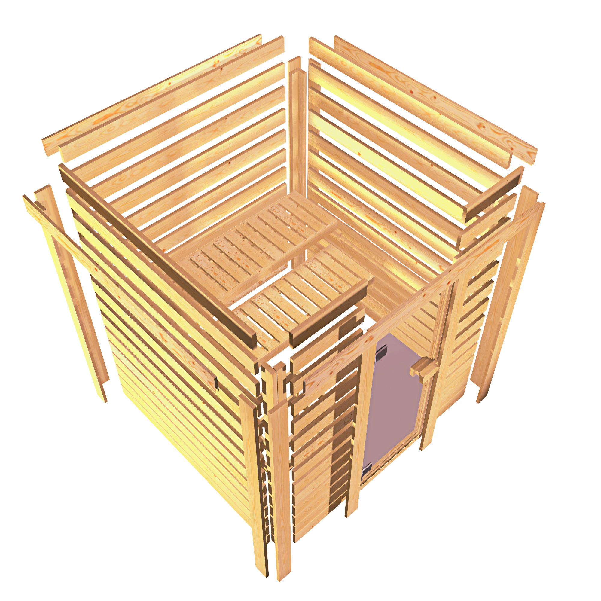 Energiespar-Sauna Maxin GREEN POWER - 196x170 cm, 38 mm Massivholzsauna | PnP-Ofen mit ext. Steuerung