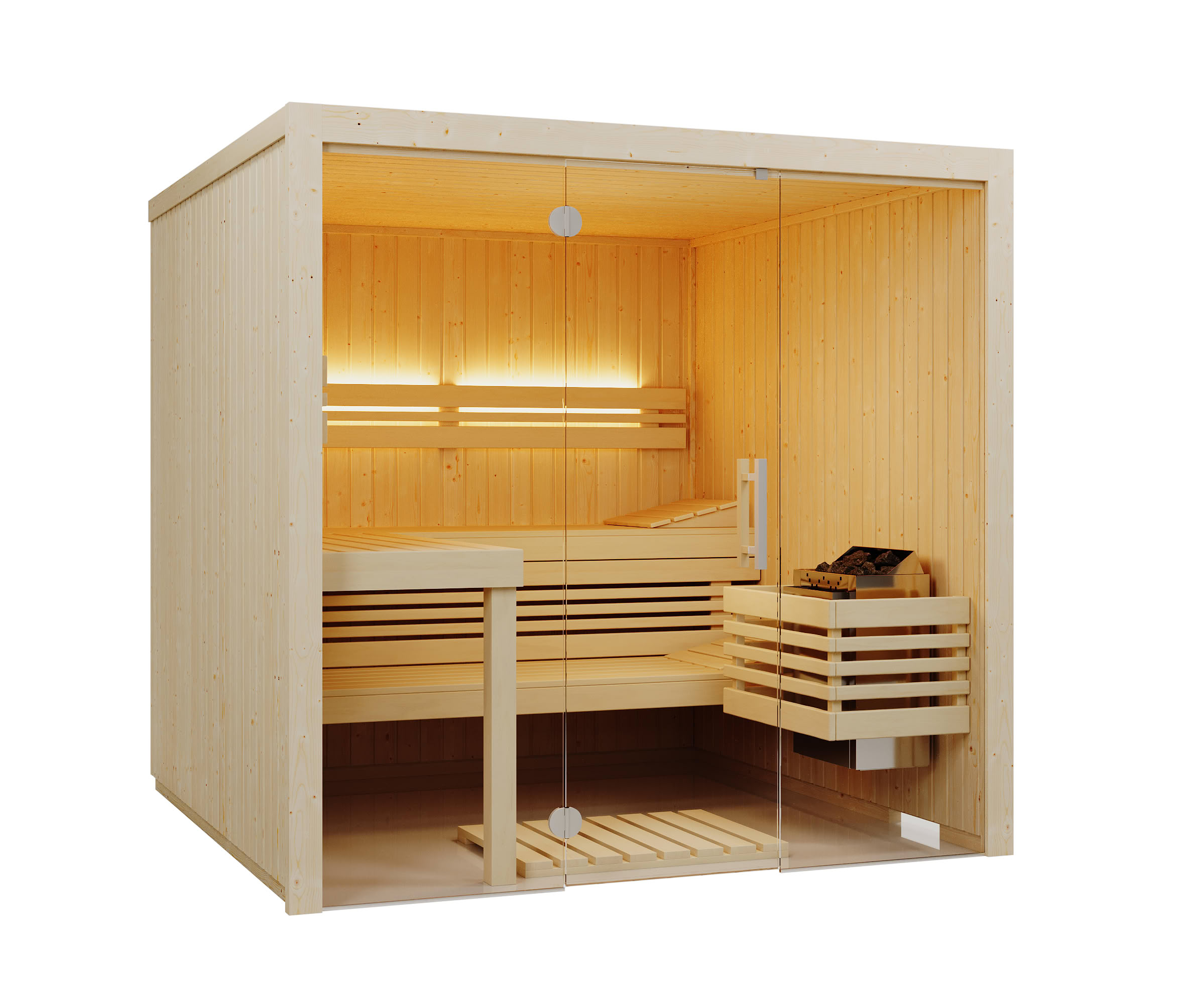 Infraworld Sauna Panorama 208 Fichte - 210x208 cm, 75 mm Elementsauna