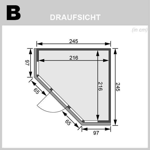 Karibu 5-Eck-Sauna Alcinda - 231x231 cm, 68 mm Systemsauna mit Kranz | Ofen 9 kW mit integr. Steuerung