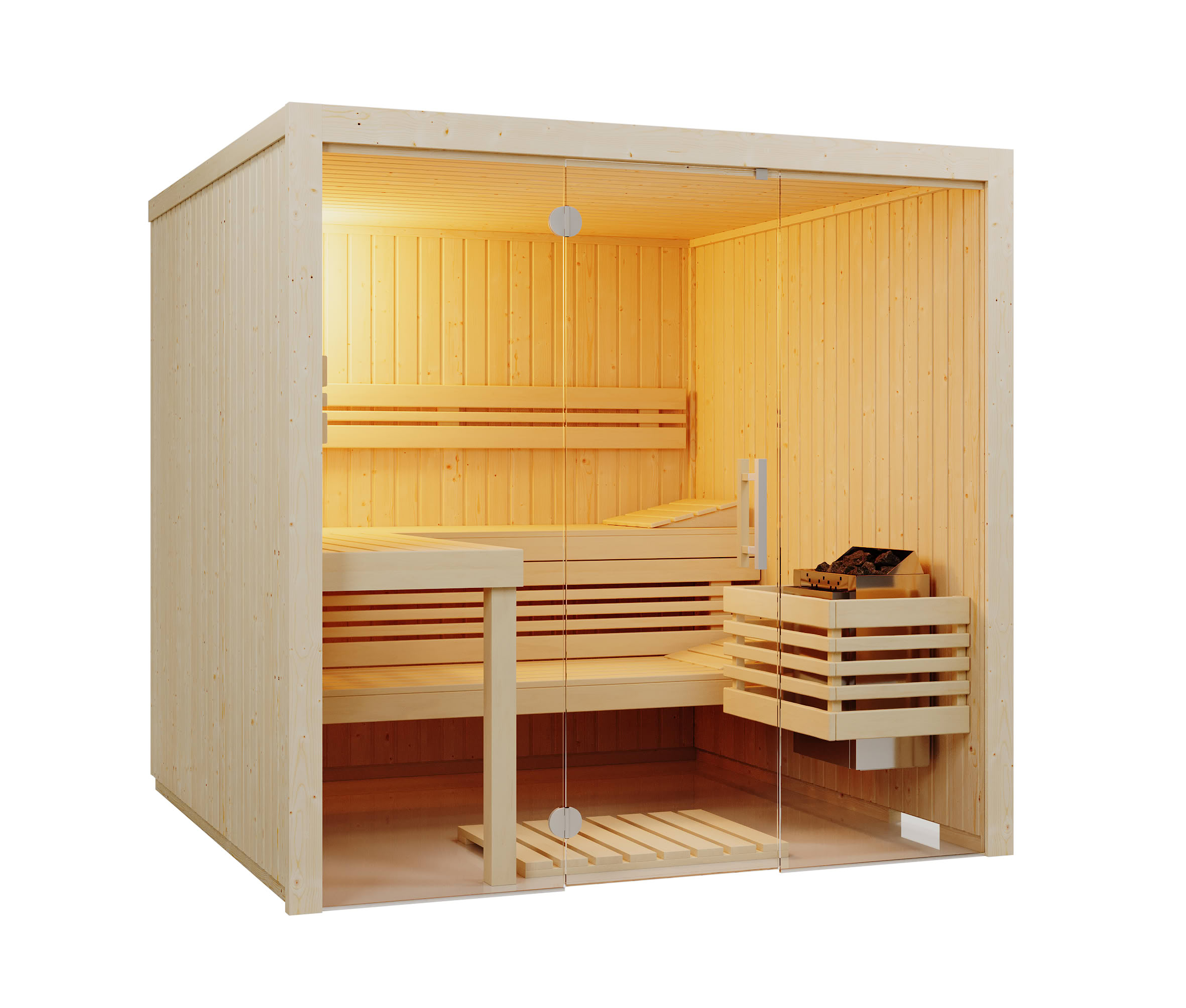 Infraworld Sauna Panorama 208 Fichte - 210x208 cm, 75 mm Elementsauna