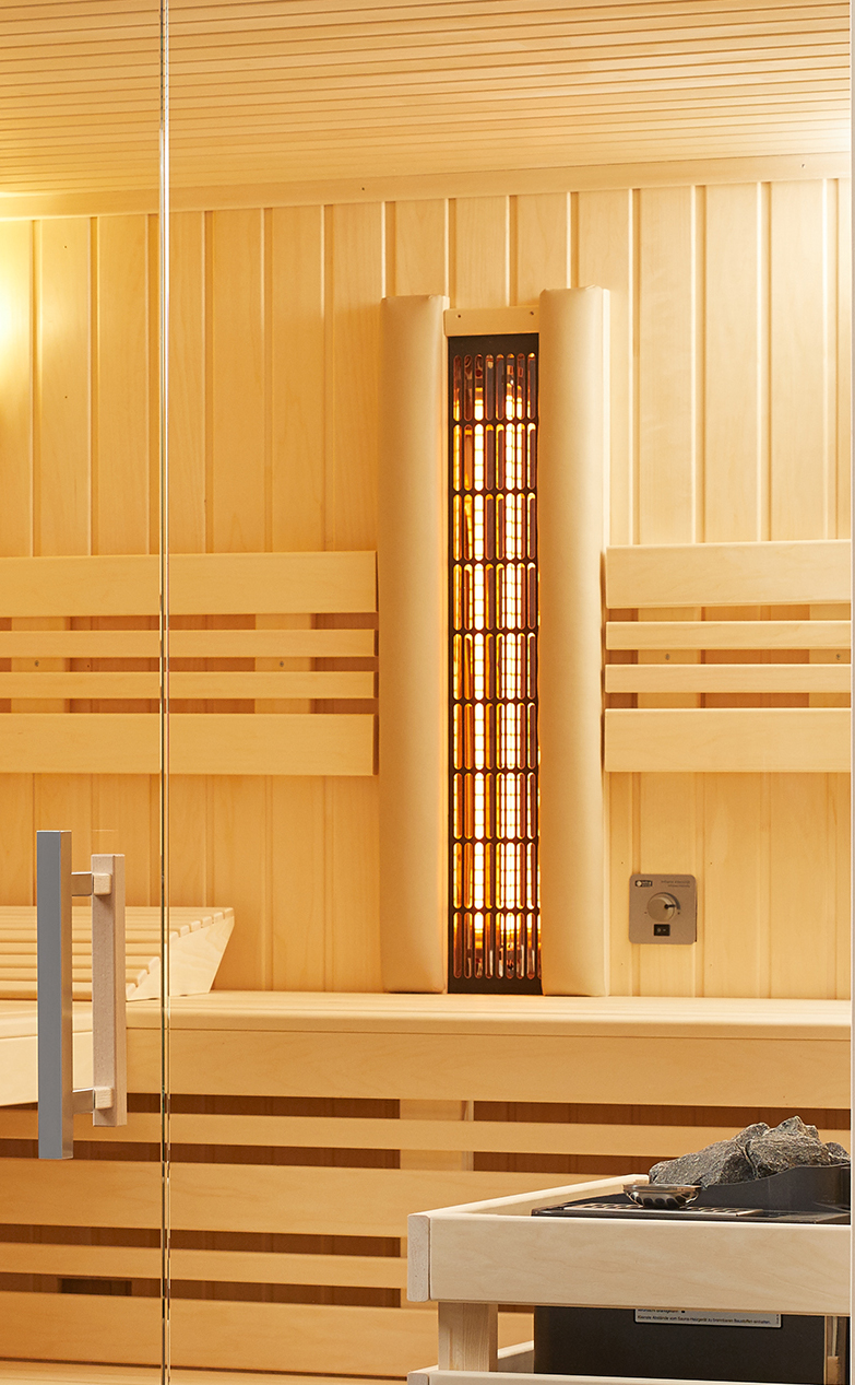 Kombisauna Panorama Complete Espe 210 - 210x210 cm, 75 mm Elementsauna von Infraworld