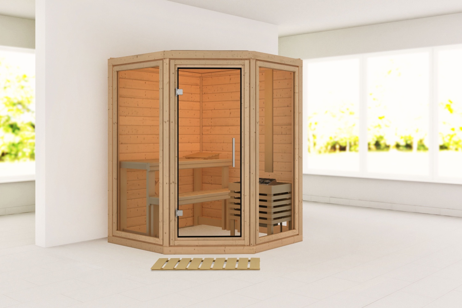 Karibu Sauna Yuma - 158x158 cm, 38 mm Massivholzsauna |ohne Ofen