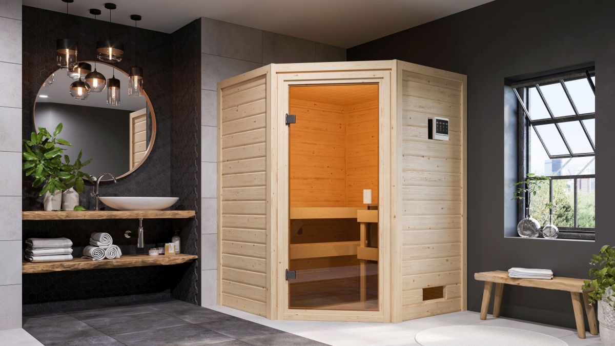 Karibu Sauna Antonia - 145x145 cm, 38 mm Massivholzsauna "ECO"