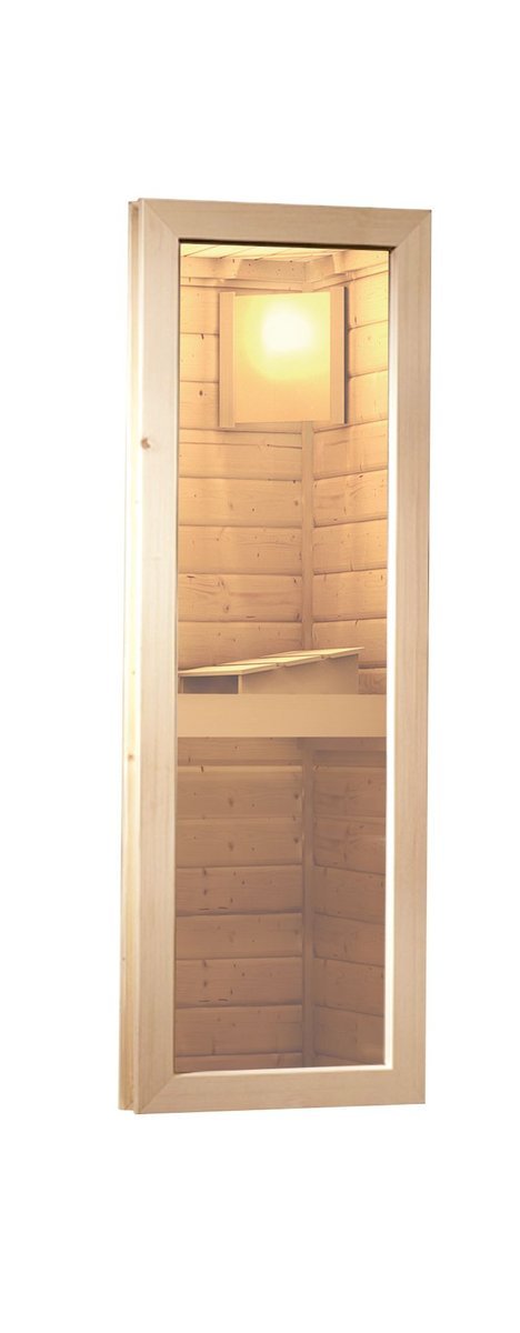Fenster Klarglas 42 x 122cm für 38/40 mm Karibu Massivholzsauna, naturbelassen