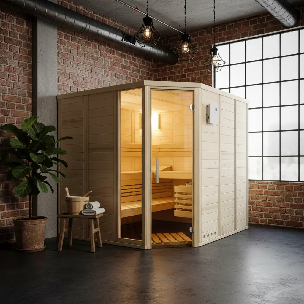 Infraworld Sauna Urban 228 Ecke - 228x209 cm, 40 mm Blockbohlensauna