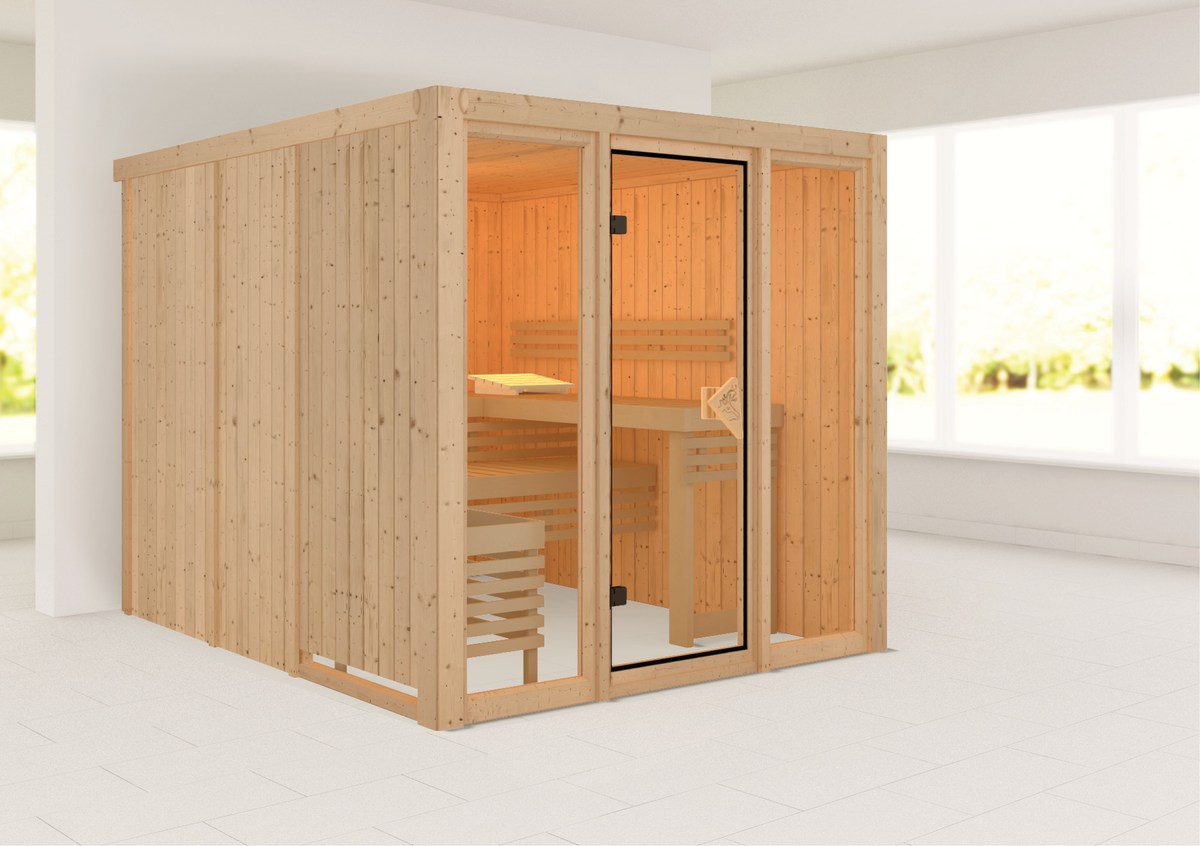 Karibu Sauna Askja - 216x234 cm, 68 mm Systemsauna | ohne Ofen
