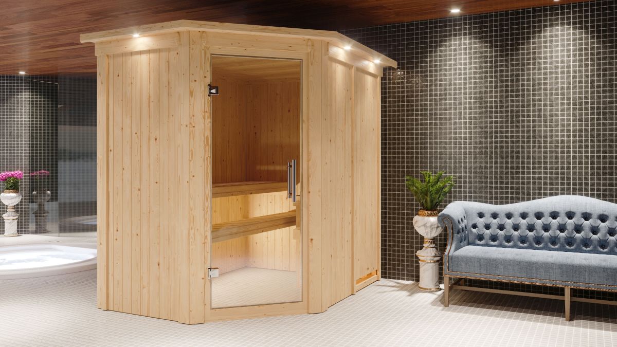 Karibu Sauna Carin 196x151 cm, 68 mm Systemsauna "Classic"