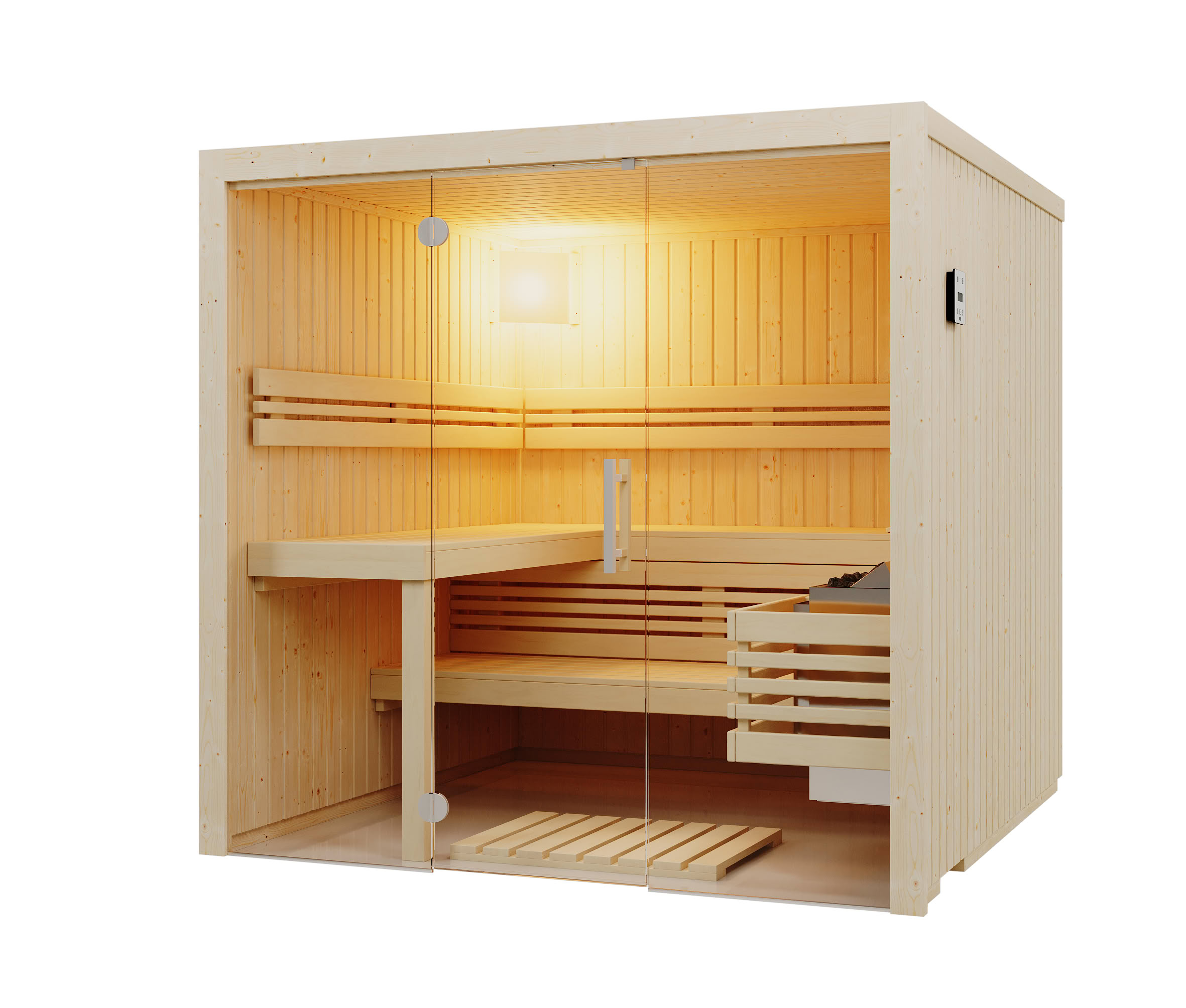 Infraworld Sauna Panorama 180 Fichte - 210x180 cm, 75 mm Elementsauna