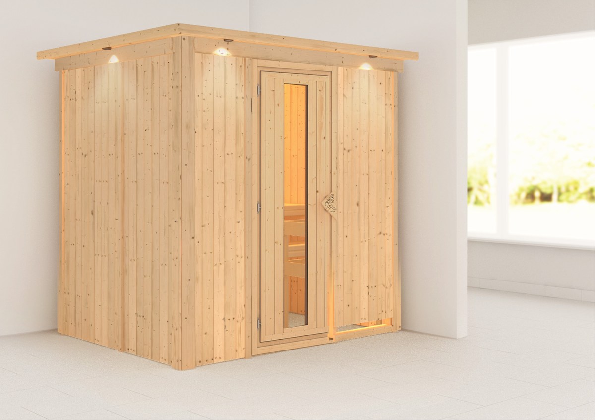 Karibu Energiespar-Sauna Benin GREEN POWER - 196x151 cm, 68 mm Systemsauna | ohne Ofen