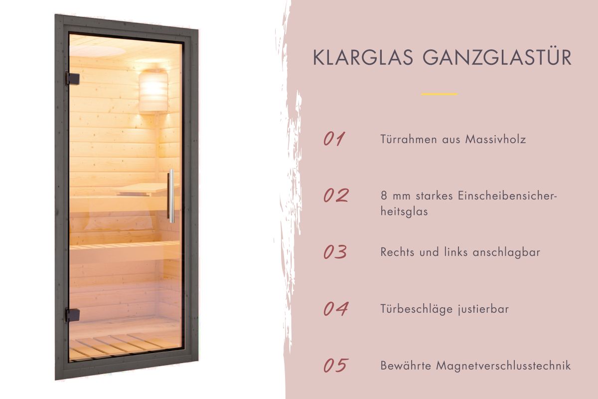 Hybrid-Saunahaus Ares 3 - 276x276 cm, 38mm Außensauna anthrazit/anthrazit | Ofen finnisch 9kW
