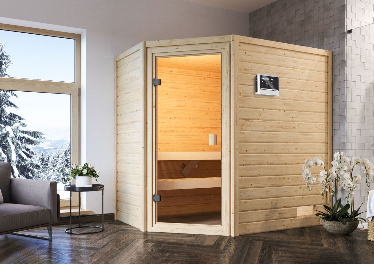 Karibu Sauna Jella - 195x145 cm, 38 mm Massivholz-Niedrigsauna "ECO"