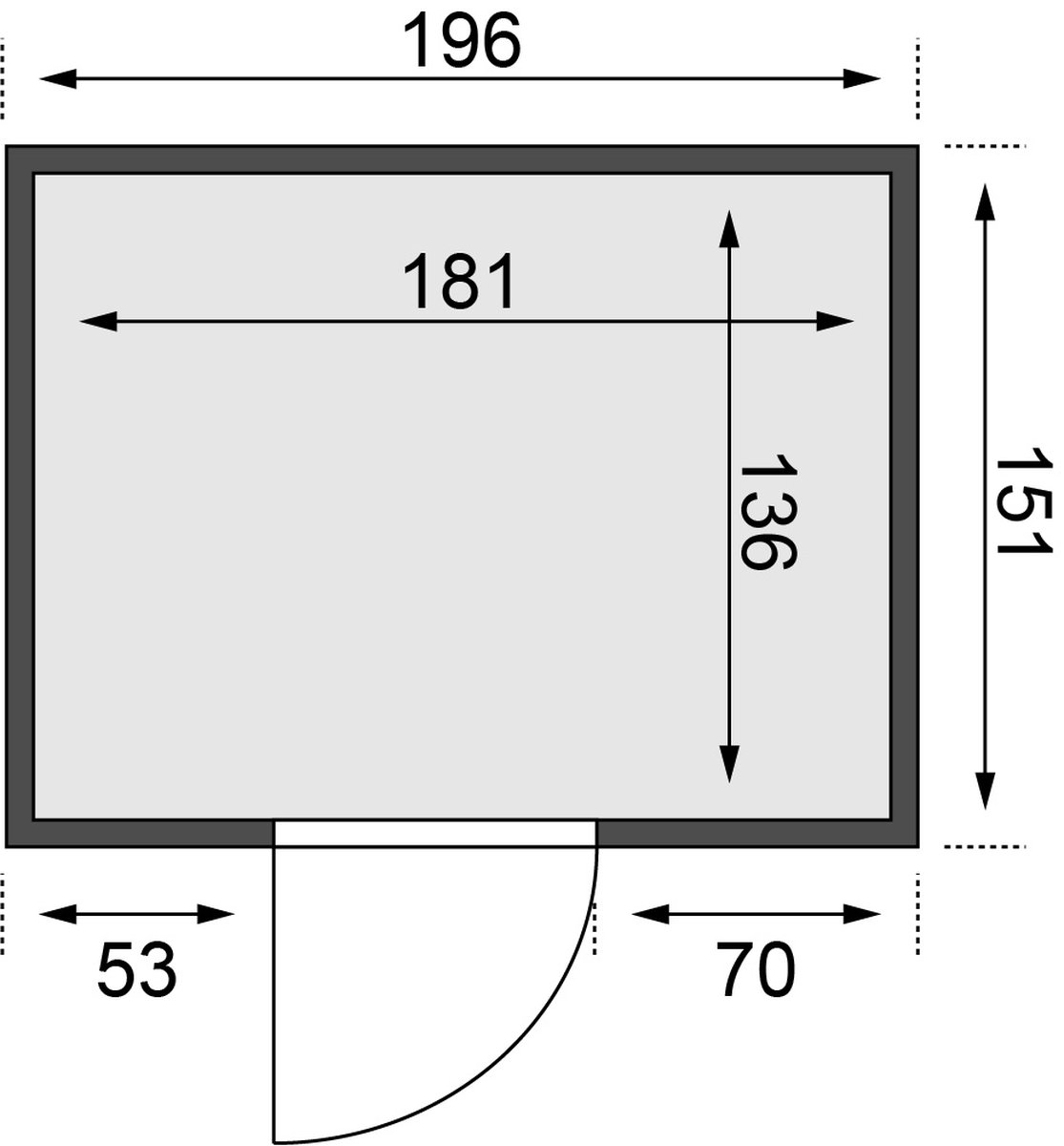 Karibu Sauna Bodin - 196x151 cm, 68 mm Systemsauna | Glastür bronziert | ohne Ofen