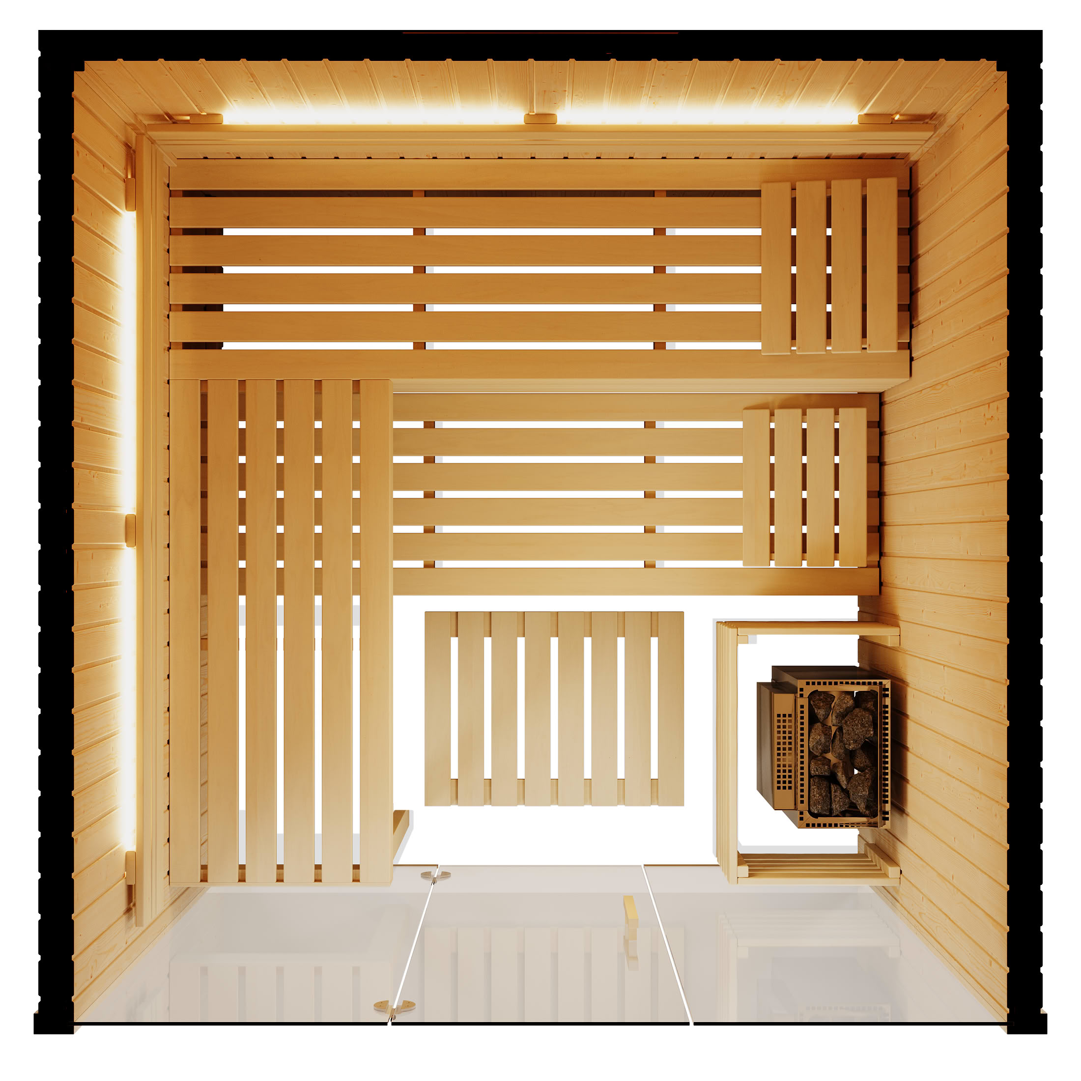 Infraworld Sauna Panorama 208 Fichte - 210x208 cm, 75 mm Elementsauna