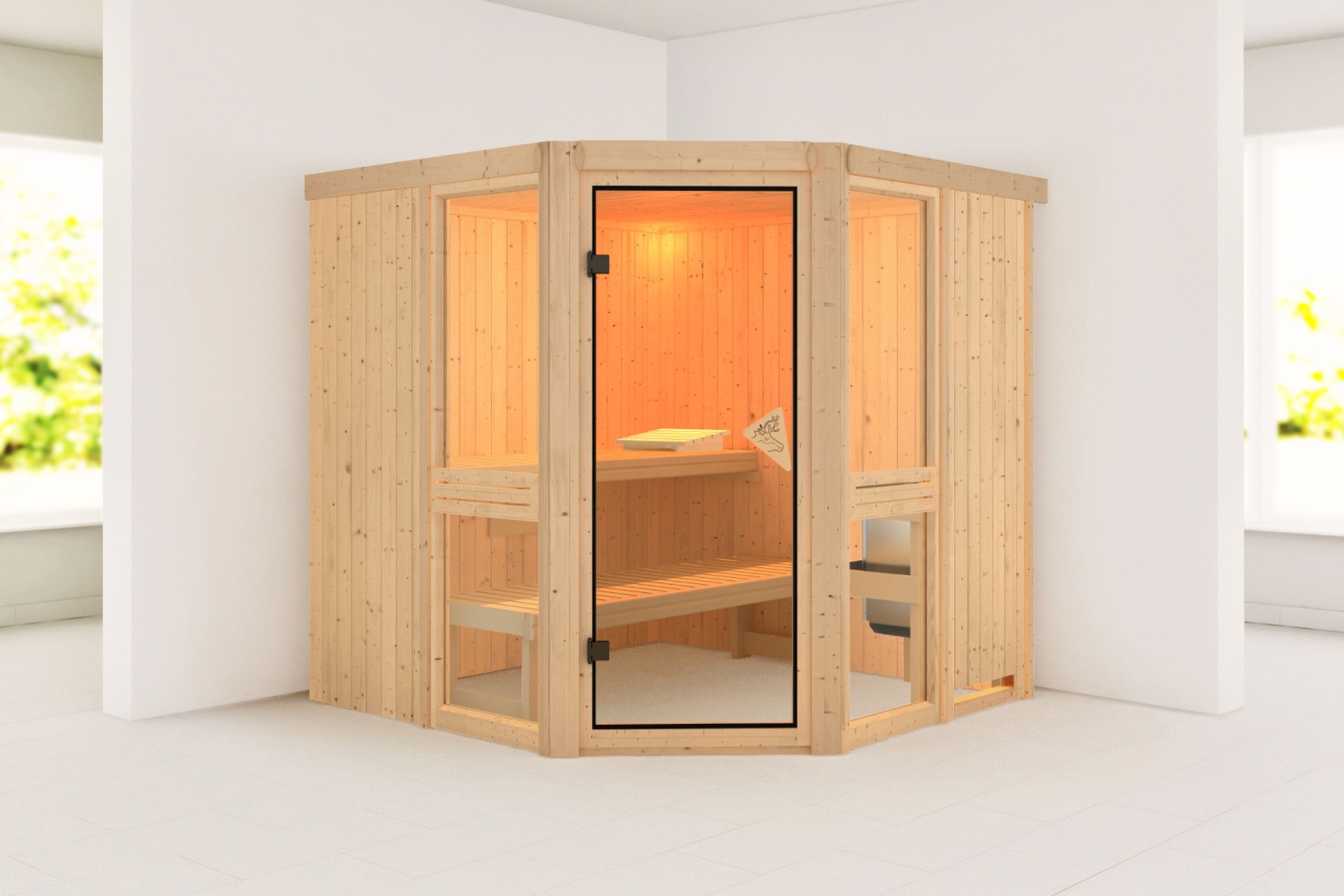 Karibu Sauna Amelia 2 - 196x196 cm, 68 mm Systemsauna | ohne Ofen