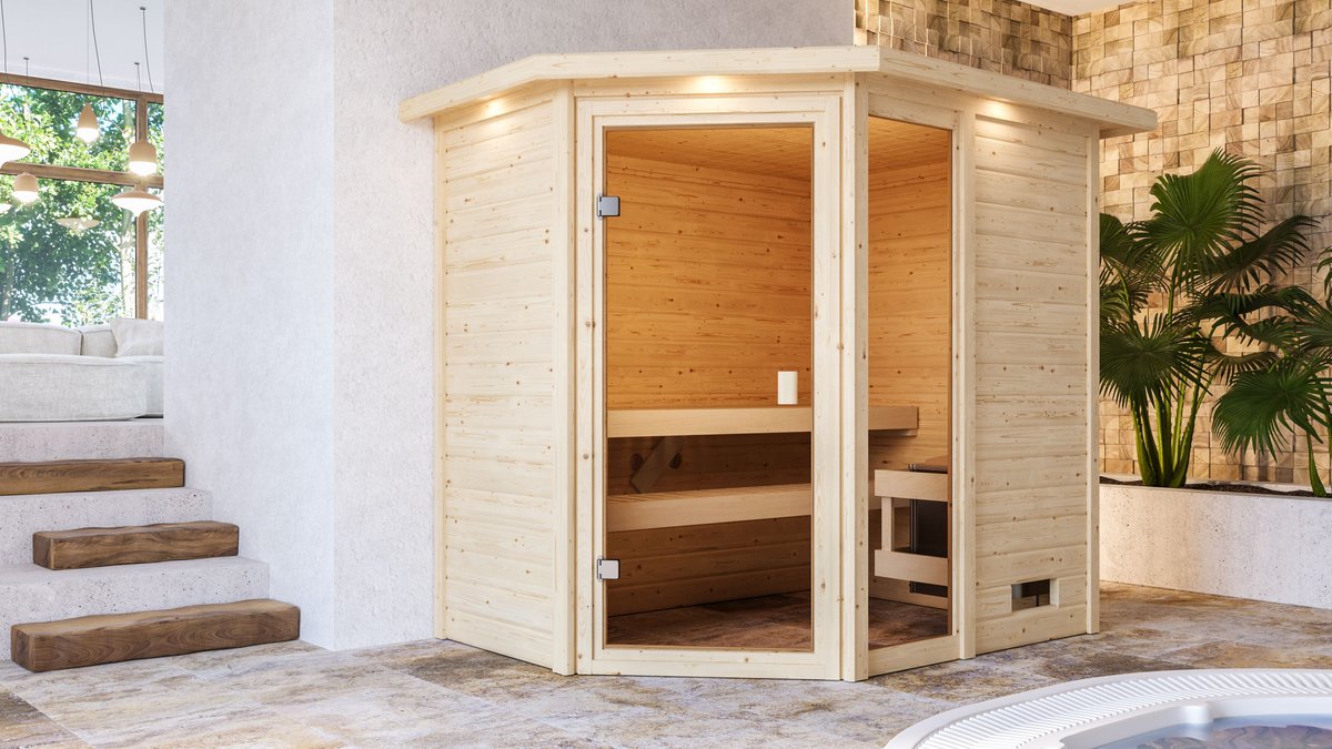 Karibu Sauna Jada - 196x146 cm, 38 mm Massivholz-Niedrigsauna "ECO"