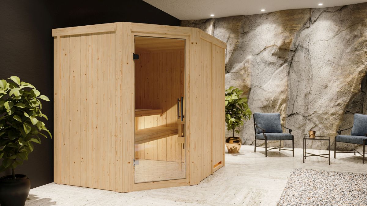 Karibu Sauna Siirin - 196x170 cm, 68 mm Systemsauna "Classic"