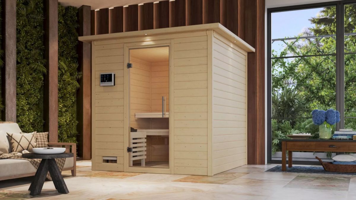Karibu Sauna Mojave - 196x196 cm, 38 mm Massivholzsauna "Comfort"