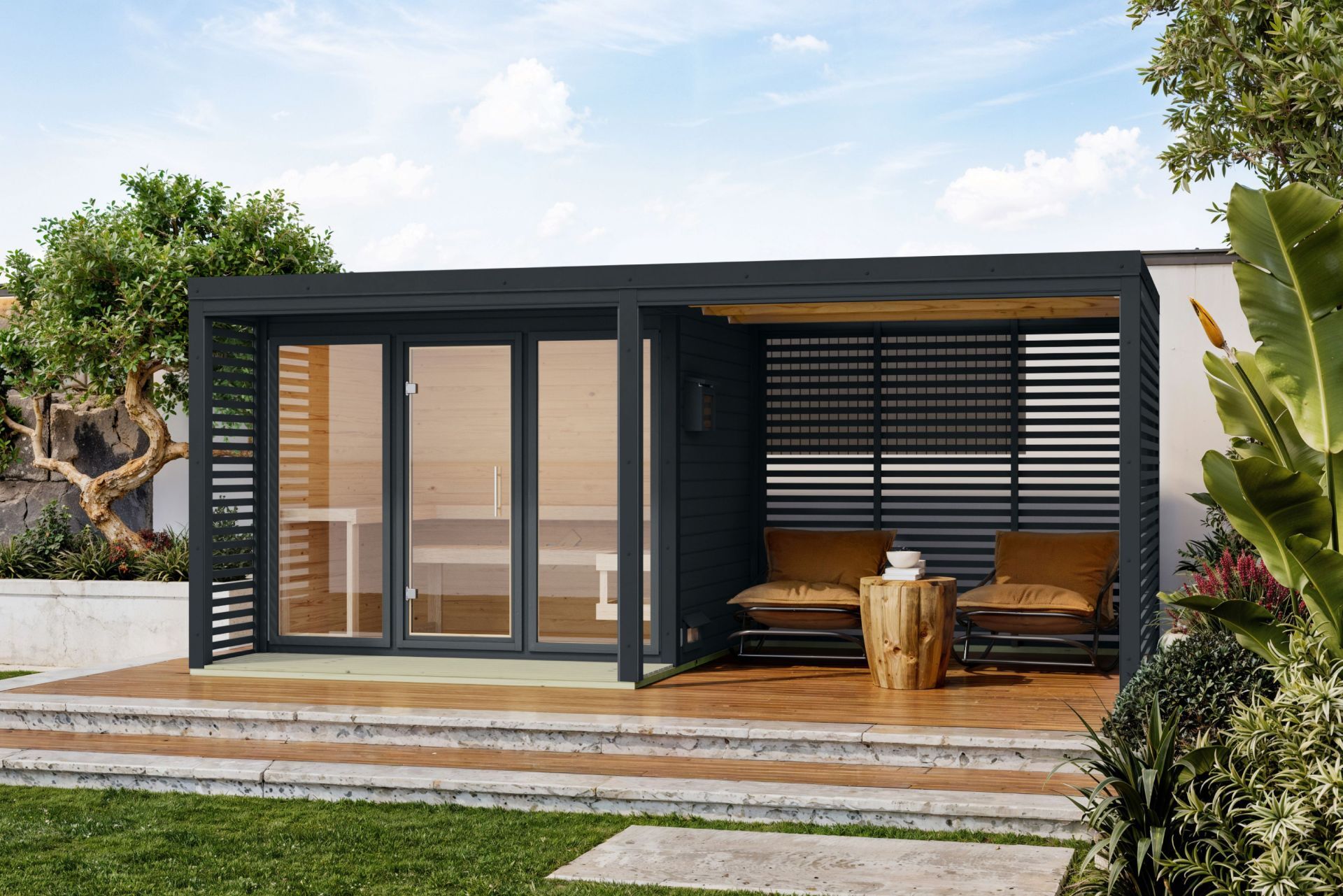 Anbaudach 276 cm für Ares Hybridhaus, anthrazit/anthrazit