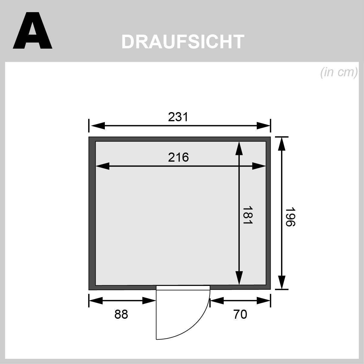 Karibu Sauna Gobin - 231x196 cm, 68 mm Systemsauna | Glastür graphit | ohne Ofen